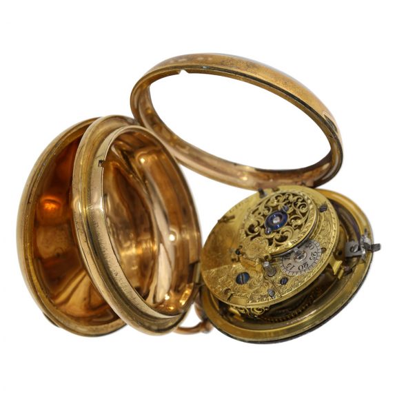 English gold plated open faced cylinder watch Circa 1780 English gold plated open faced cylinder watch Circa 1780