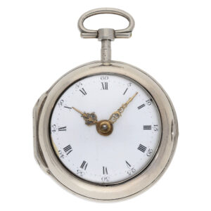 English large silver pair cased verge pocket watch Circa 1770