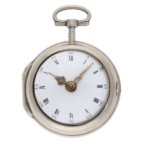 English large silver pair cased verge pocket watch Circa 1770