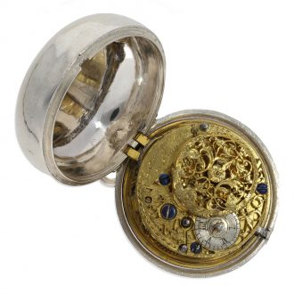 English large silver pair cased verge pocket watch Circa 1770