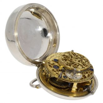 English large silver pair cased verge pocket watch Circa 1770