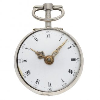 English large silver pair cased verge pocket watch Circa 1770