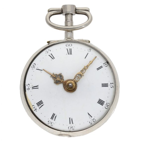 English large silver pair cased verge pocket watch Circa 1770 English large silver pair cased verge pocket watch Circa 1770