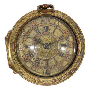 English gold plated repoussé pair cased verge pocket watch Circa 1750