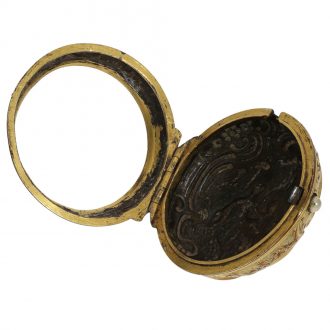 English gold plated repoussé pair cased verge pocket watch Circa 1750