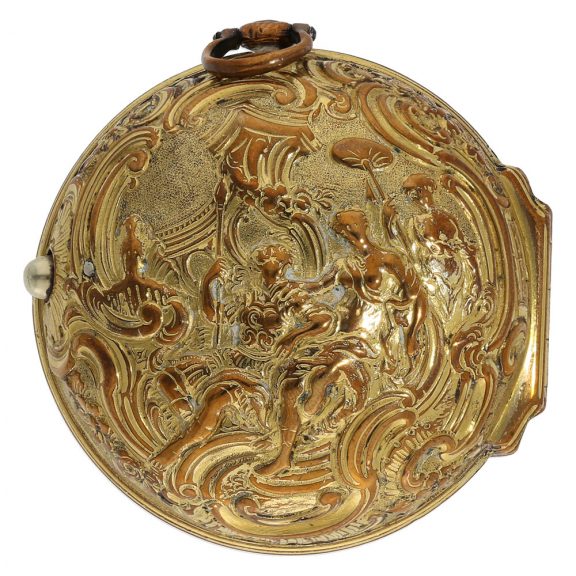 English gold plated repoussé pair cased verge pocket watch Circa 1750 English gold plated repoussé pair cased verge pocket watch Circa 1750