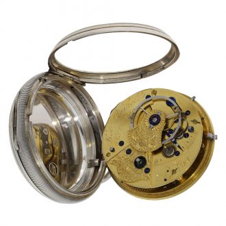 English silver open faced lever pocket watch Circa 1800