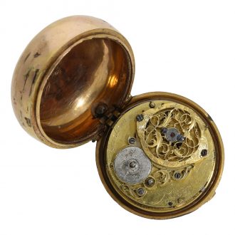 English gold watch with repoussé decoration Circa 1745