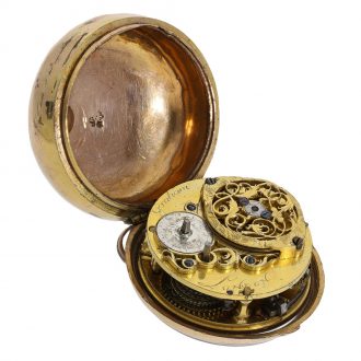 English gold watch with repoussé decoration Circa 1745