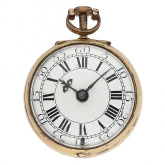 English gold watch with repoussé decoration Circa 1745