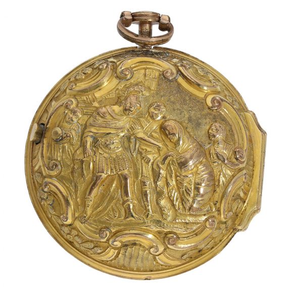 English gold watch with repoussé decoration Circa 1745 English gold watch with repoussé decoration Circa 1745