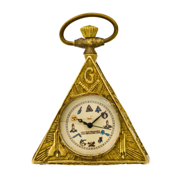 Swiss brass triangular keyless Masonic form watch Circa 1960