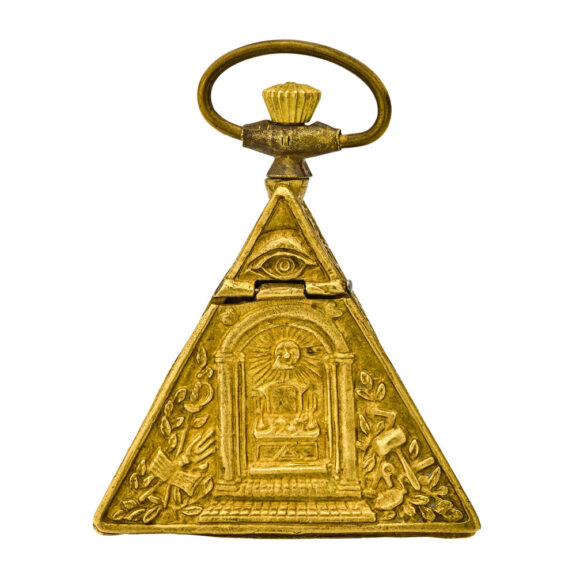 Swiss brass triangular keyless Masonic form watch Circa 1960 Swiss brass triangular keyless Masonic form watch Circa 1960