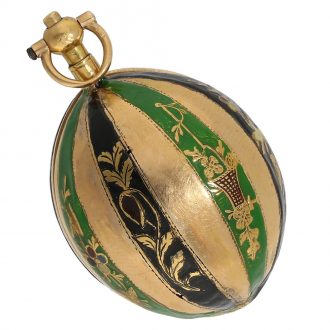 Swiss 18K gold and enamel melon shaped verge watch Circa 1810