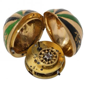 Swiss 18K gold and enamel melon shaped verge watch Circa 1810