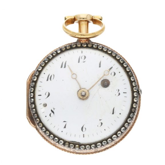 Swiss skeletonized gold and gemstone-set verge watch Circa 1790
