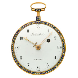 Fine French 18K gold and enamel open faced verge watch Circa 1795