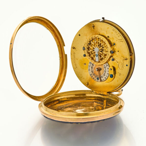 Fine French 18K gold and enamel open faced verge watch Circa 1795 Fine French 18K gold and enamel open faced verge watch Circa 1795