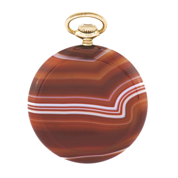 Fine and rare agate and gold filled keyless pocket watch Circa 1935