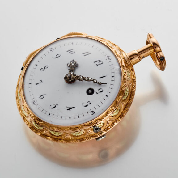 A gold Swiss quarter repeating verge by Le Roy Circa 1770 A gold Swiss quarter repeating verge by Le Roy Circa 1770