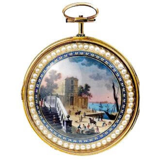 German gold, enamel pocket watch with half pearls Circa 1806