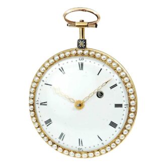 German gold, enamel pocket watch with half pearls Circa 1806