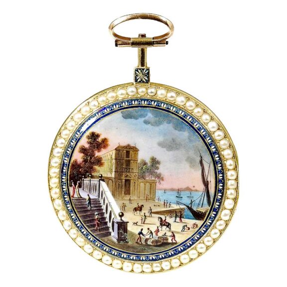 German gold, enamel pocket watch with half pearls Circa 1806 German gold, enamel pocket watch with half pearls Circa 1806