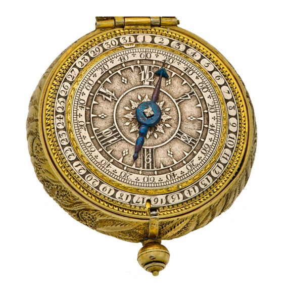 Important French gilt watch with exceptionally rare dial Circa 1650 Important French gilt watch with exceptionally rare dial Circa 1650