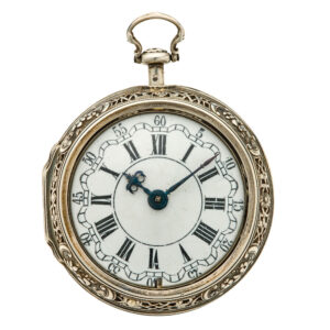 English silver quarter repeating repoussé verge watch Circa 1740