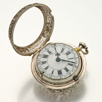English silver quarter repeating repoussé verge watch Circa 1740