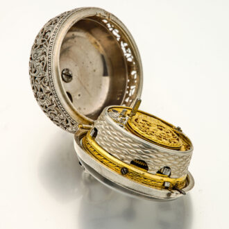 English silver quarter repeating repoussé verge watch Circa 1740
