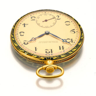 Swiss 18K gold and enamel Neo-classic pocket watch Circa 1920