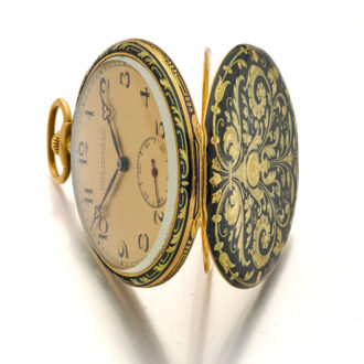 Swiss 18K gold and enamel Neo-classic pocket watch Circa 1920