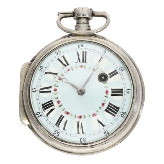 Unusually large French solid silver verge watch Circa 1803
