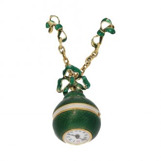 Swiss 18 Carat gold and green enamel “Boule de Geneve” Circa 1890