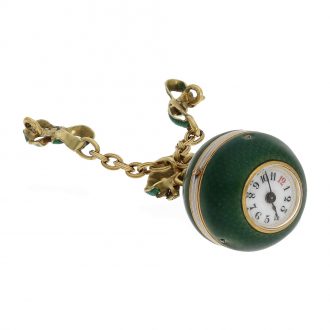 Swiss 18 Carat gold and green enamel “Boule de Geneve” Circa 1890