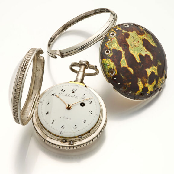 Swiss quarter repeating watch decorated with tortoiseshell Circa 1790 Swiss quarter repeating watch decorated with tortoiseshell Circa 1790