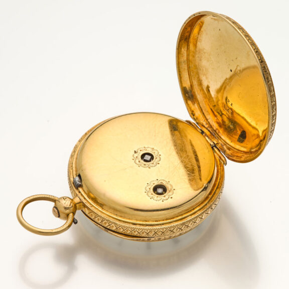 English 18 carat gold engraved lever pocket watch Circa 1860 English 18 carat gold engraved lever pocket watch Circa 1860