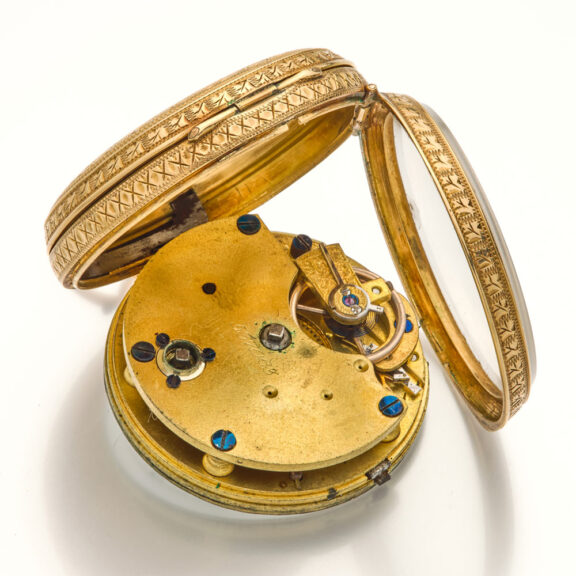 English 18 carat gold engraved lever pocket watch Circa 1860 English 18 carat gold engraved lever pocket watch Circa 1860