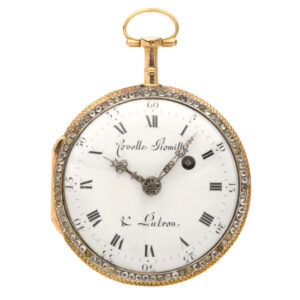 Beautifully Swiss decorated multi-coloured gold verge Circa 1800