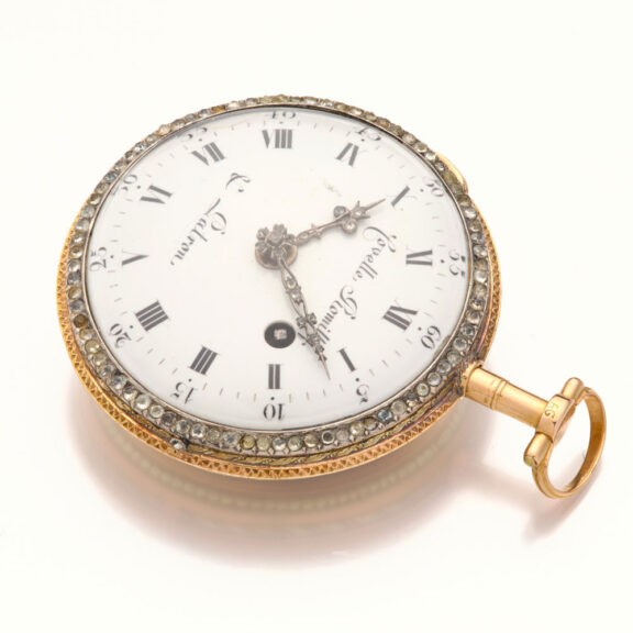 Beautifully Swiss decorated multi-coloured gold verge Circa 1800 Beautifully Swiss decorated multi-coloured gold verge Circa 1800