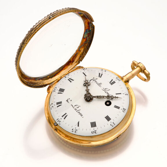 Beautifully Swiss decorated multi-coloured gold verge Circa 1800 Beautifully Swiss decorated multi-coloured gold verge Circa 1800