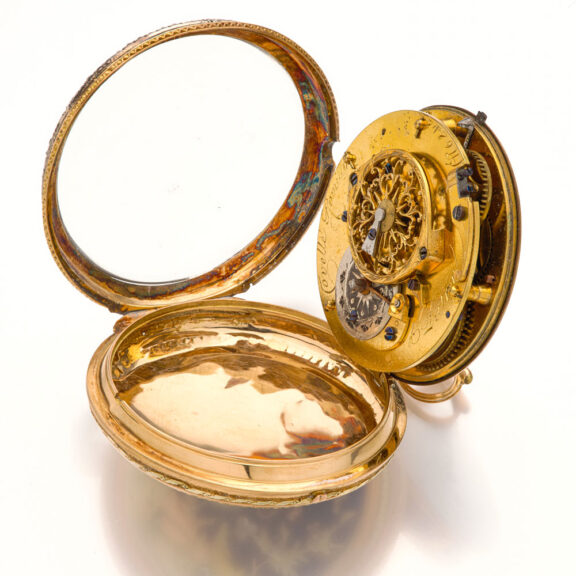 Beautifully Swiss decorated multi-coloured gold verge Circa 1800 Beautifully Swiss decorated multi-coloured gold verge Circa 1800