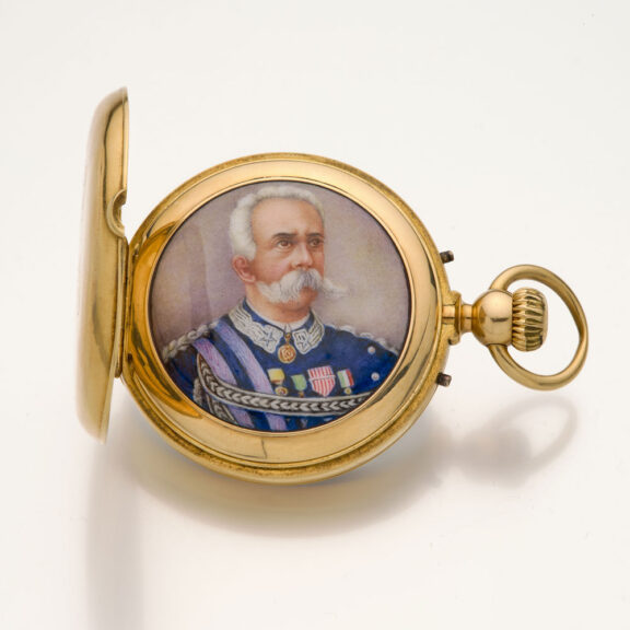 Swiss gold watch with portrait of King Umberto 1 of Italy Circa 1890 Swiss gold watch with portrait of King Umberto 1 of Italy Circa 1890