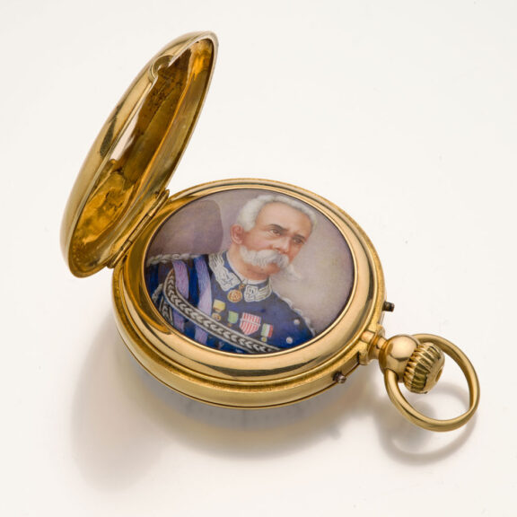 Swiss gold watch with portrait of King Umberto 1 of Italy Circa 1890 Swiss gold watch with portrait of King Umberto 1 of Italy Circa 1890