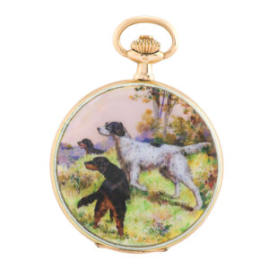 Swiss painted on enamel hunting cased dress watch Circa 1920