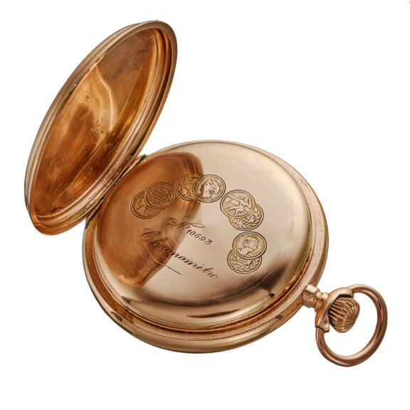 A Swiss chronometer in an engine turned gold case Circa 1900 A Swiss chronometer in an engine turned gold case Circa 1900