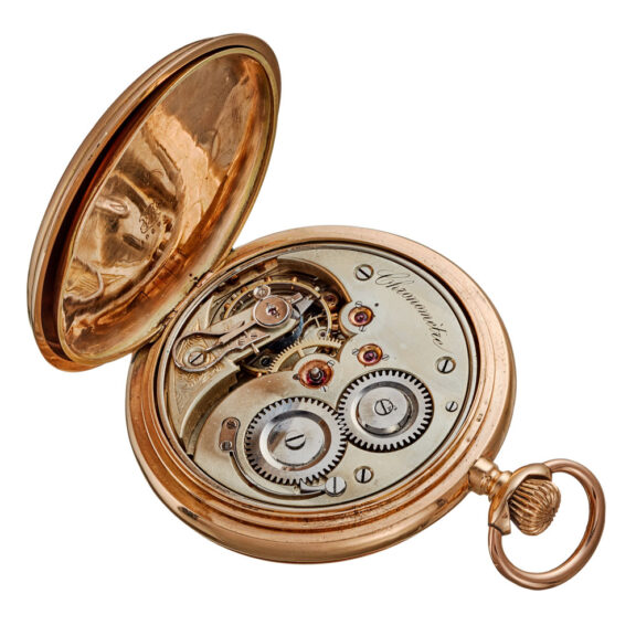 A Swiss chronometer in an engine turned gold case Circa 1900 A Swiss chronometer in an engine turned gold case Circa 1900