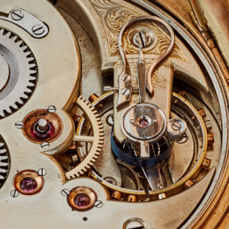 A Swiss chronometer in an engine turned gold case Circa 1900