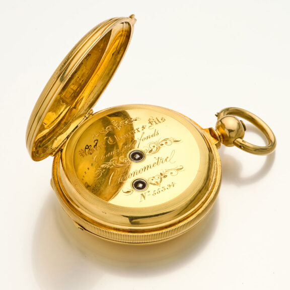 Swiss gold chronometer with oval helical hairspring Circa 1860 Swiss gold chronometer with oval helical hairspring Circa 1860